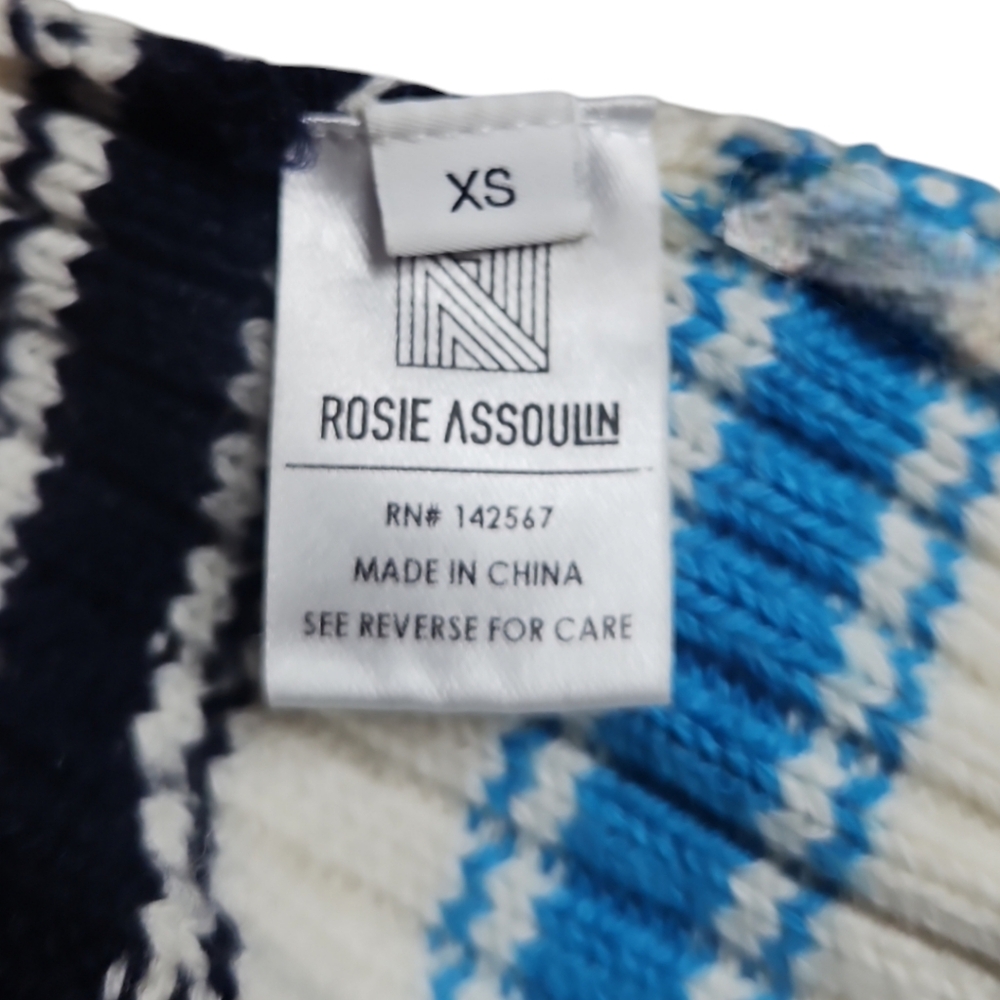 ROSIE ASSOULIN | Rainbow Striped Cutout Wool Cropped Sweater XS - Picture 6 of 11